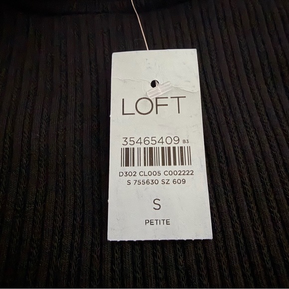 Loft Pointelle Ribbed Ruffle Top Small Petite NWT - Picture 6 of 7